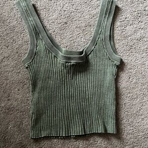 La Hearts olive  Ribbed Tank Top